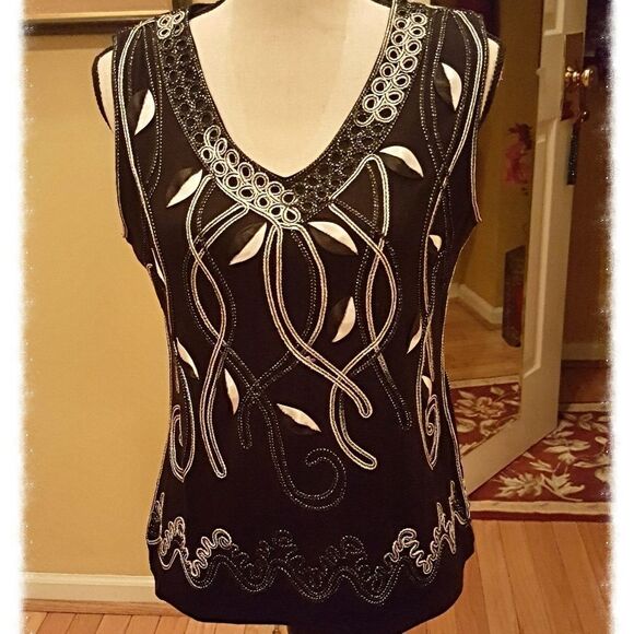 🖤SATIN RIBBON EMBELLISHED TOP🖤 - Picture 1 of 4